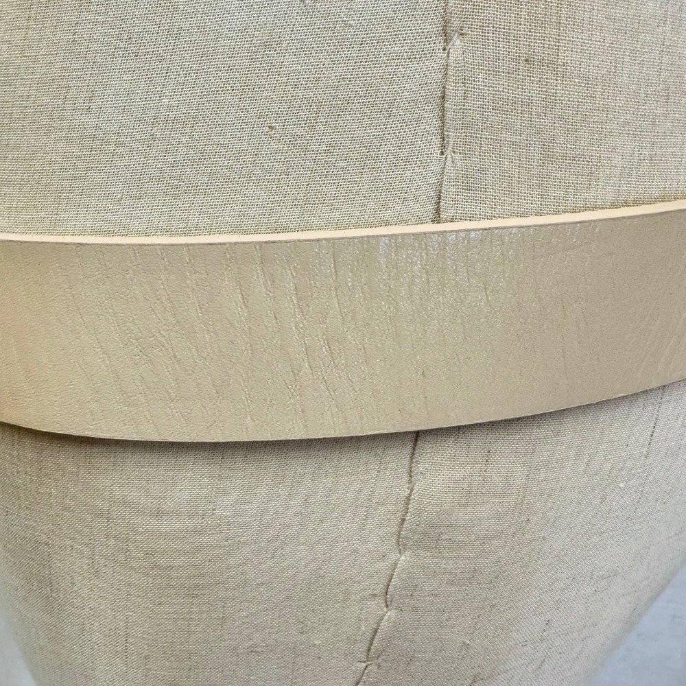 Beige Genuine Leather Chain Belt Gold Tone Buckle Women's Size S/M - Picture 11 of 13